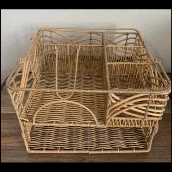 New Large Boho Farmhouse Rattan Caddy - Picture 3 of 5